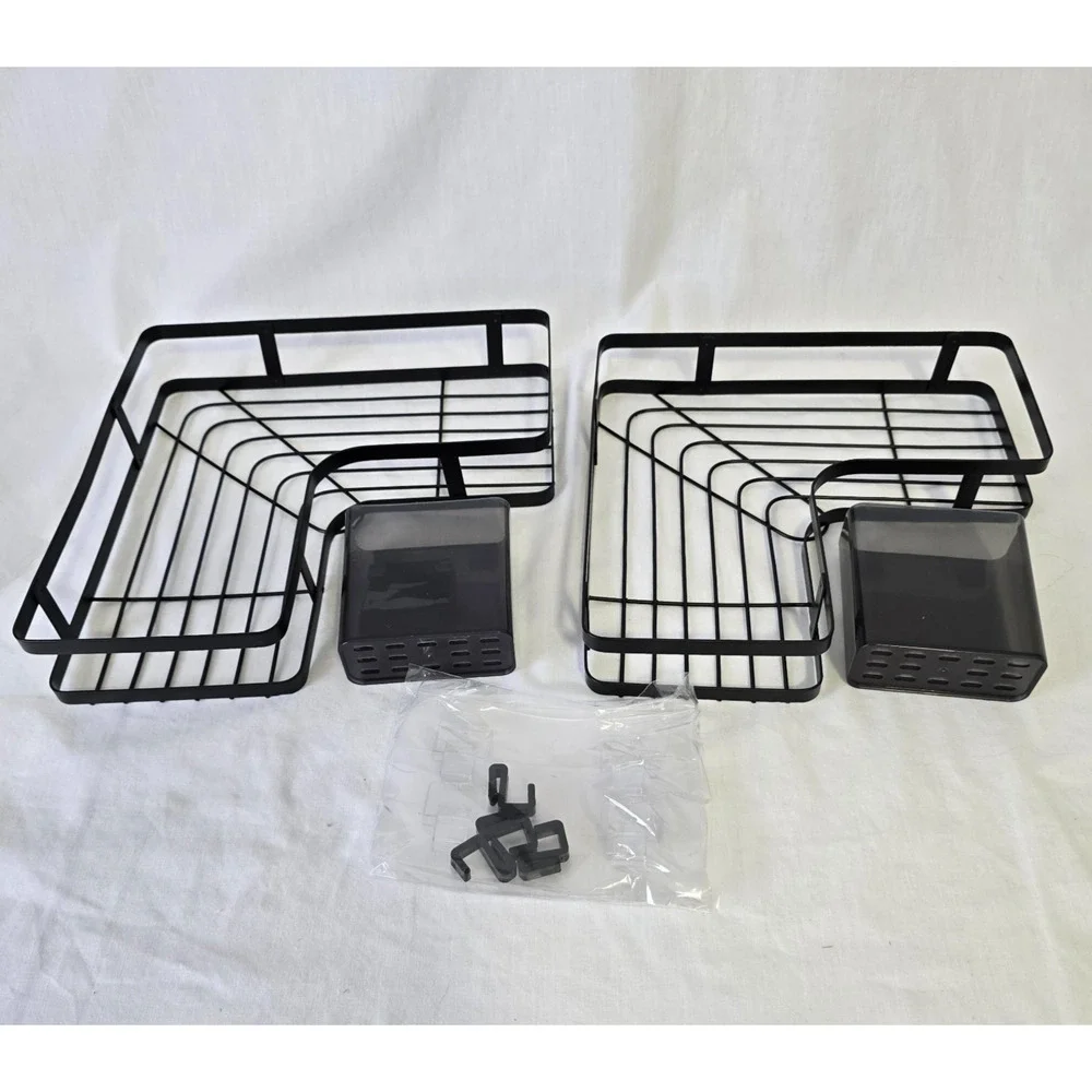 Metal Corner Shower Caddy Black Suitable for Multiple Spaces 2 In Box New